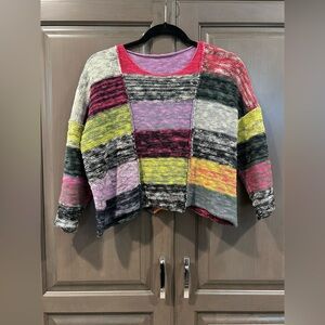 Paper Temples Multi-Color Patchwork Sweater, One Size